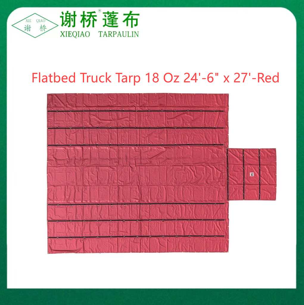 18oz flatbed trak tarp 24 "-6" "x27" (8 "drop) -red