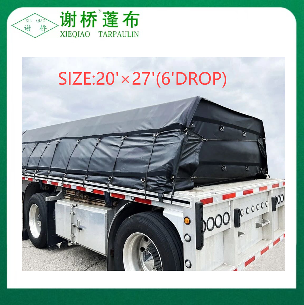 18oz flatbed trak tarp 20 "x27" (8 "drop) -black