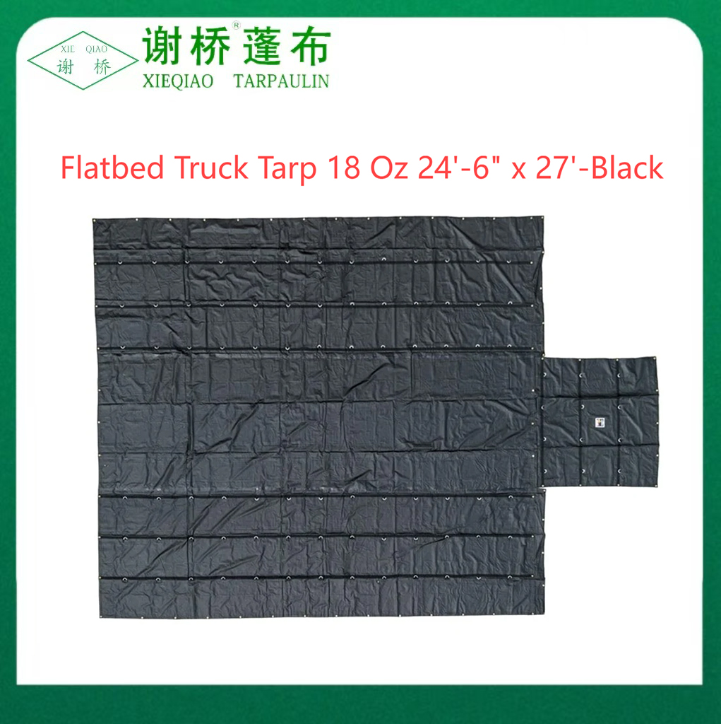 18oz flatbed trak tarp 24 "-6" "x27" (8 "drop) -black